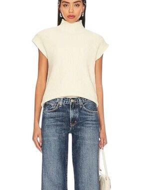 SNDYS Mora Sweater Ribbed Knit Mockneck Butter Yellow Size Small